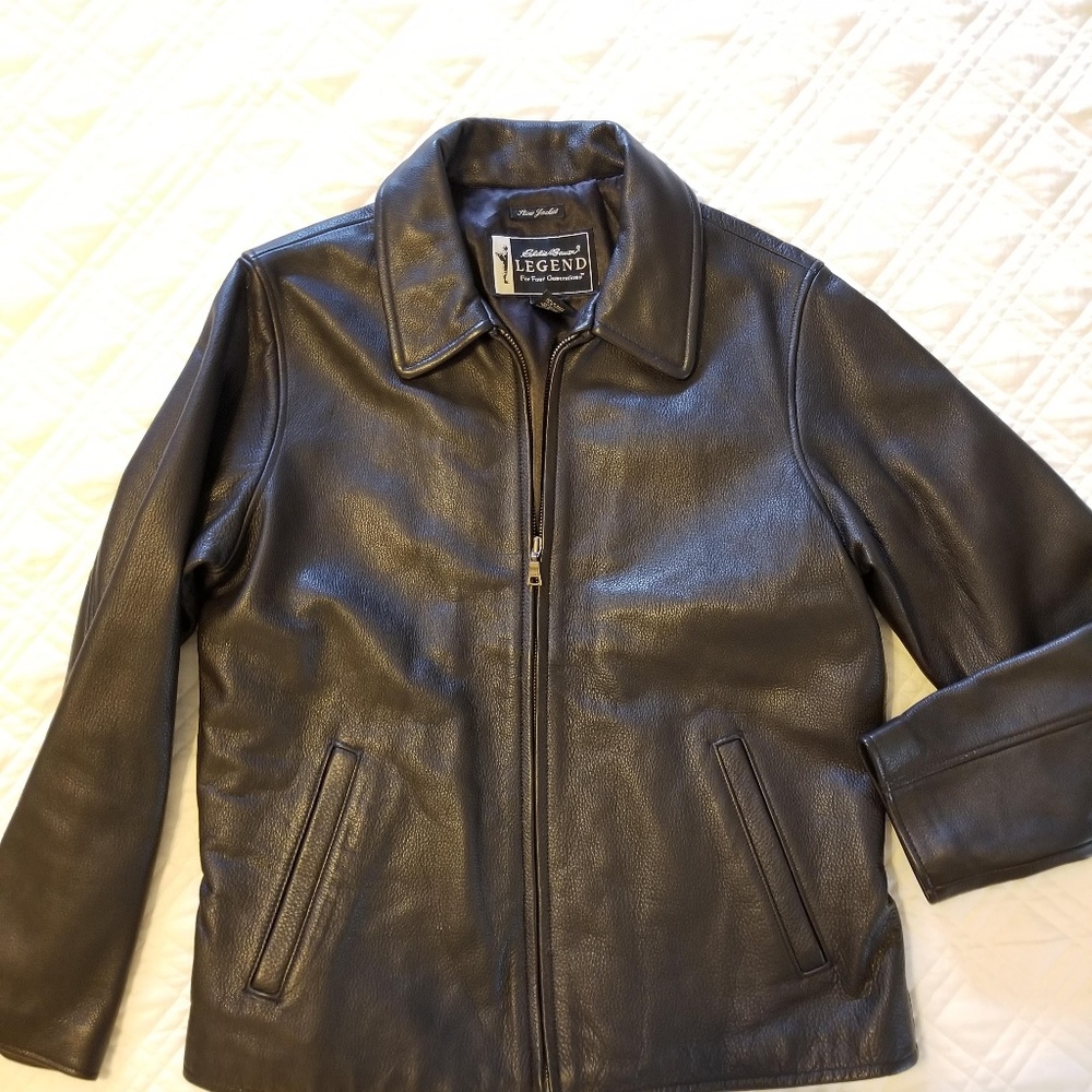 Eddie Bauer Stine Leather Jacket Dark Brown Small